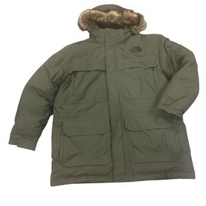 The North Face XXL Mens 550 Dry Vent Down Green Jacket Faux Fur Lined Hood
